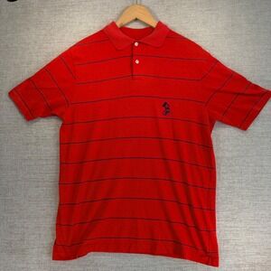 80s Vintage Disney Wear The Mickey Mouse Red Striped Polo DI05 Made n USA Size L